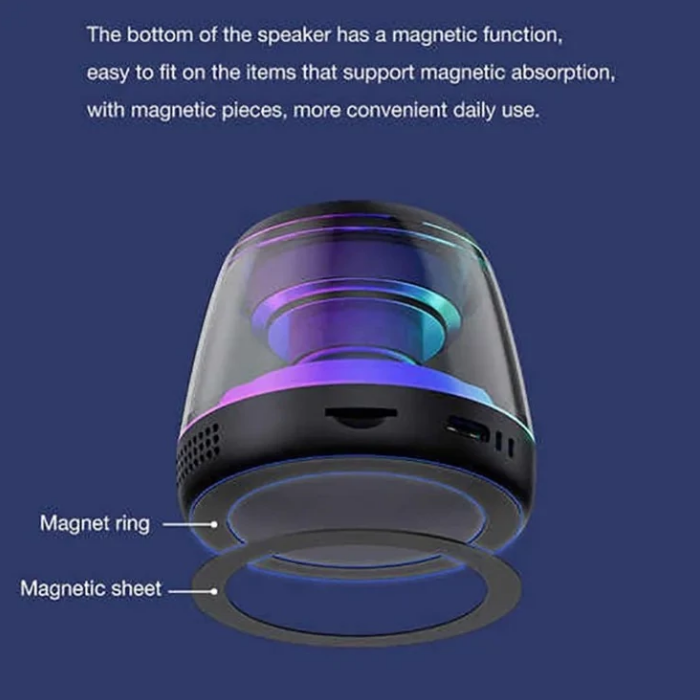 Portable Magnetic Bluetooth Speaker with RGB Lights
